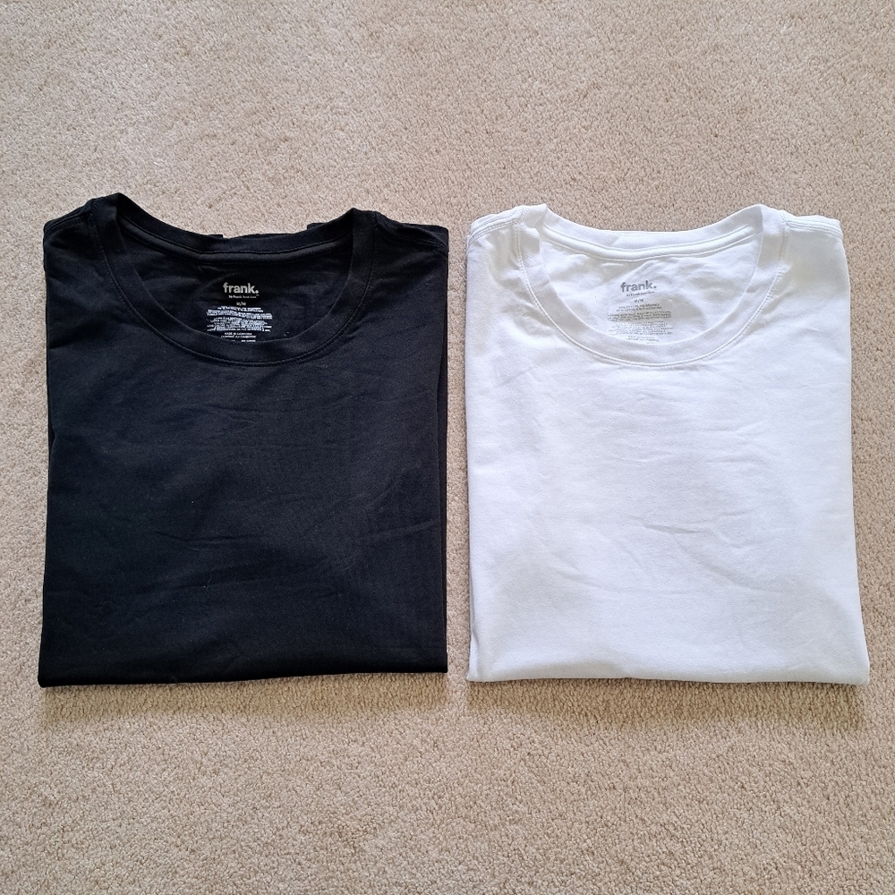 Frank And Oak T-shirts Set Of 2 Black White Crewneck Short Sleeve Medium Tees